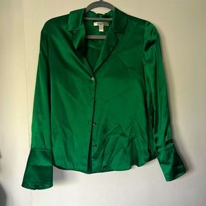 Banana Republic 100% Silk Emerald Green Blouse
